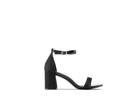 Sandalia Tacón Ancho Efecto Brillo